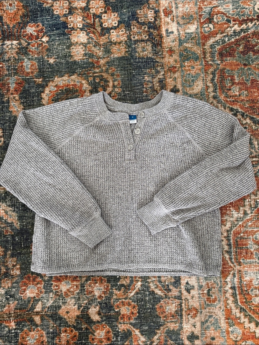 Old Navy Cropped Waffle Henley